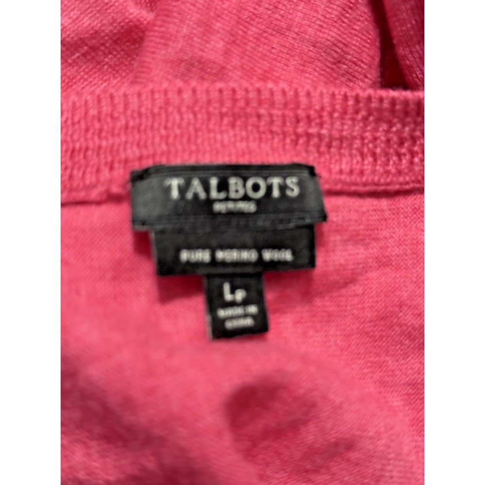 Talbots Pure Merino Wool Sweater Womens LP Medium Petite Pink Waterfall Neckline - Picture 4 of 6